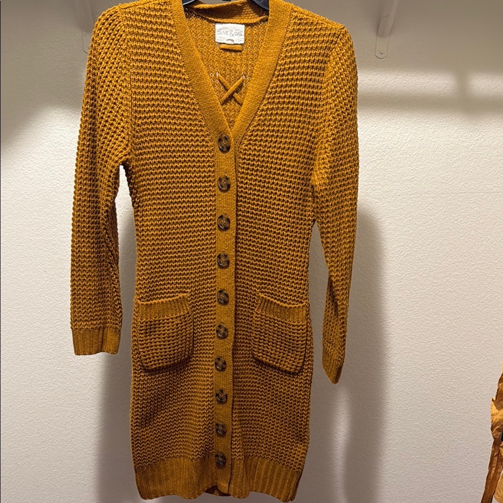 Olive & Oak Mustard Button-Up Cardigan